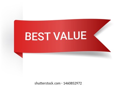 Best Value Realistic Detailed Curved Paper Banner. Ribbons With Space For Text. Isolated On White Background. Vector Illustration. Design Elements. Eps 10