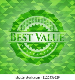 Best Value realistic green emblem. Mosaic background