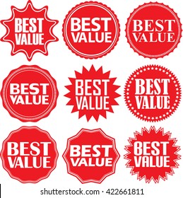 Best value red label. Best value red sign. Best value red banner. Vector illustration