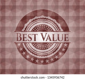 Best Value red seamless emblem with geometric background.