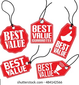 Best Value Red Tag Set, Vector Illustration