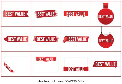 Best value red vector banner illustration isolated on white background