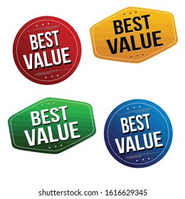Best value sticker or label set on white background, vector illustration