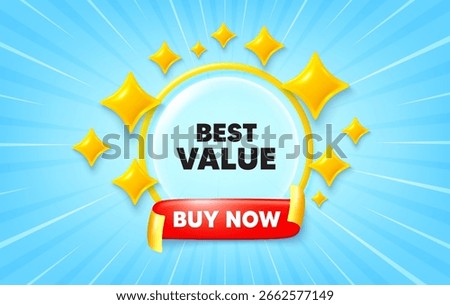 Best value sunburst ray banner. Buy now flag ribbon. Best value tag. Special offer Sale sign. Advertising Discounts symbol. 3d stars glitter. Red ribbon tag. Discount offer. Vector