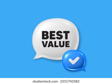 Best value tag. Text box speech bubble 3d icons. Special offer Sale sign. Advertising Discounts symbol. Best value chat offer. Speech bubble banner. Text box balloon. Vector