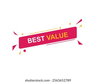 
Best Value text on a ribbon. Designed with pink stripe. Vector banner with tag on a transparent background.
