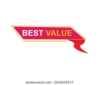 
Best Value text on a ribbon. Designed with pink stripe. Vector banner with tag on a transparent background.
