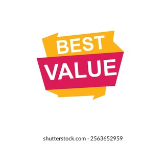 
Best Value text on a ribbon. Designed with pink stripe. Vector banner with tag on a transparent background.
