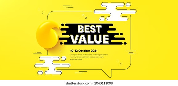 Best value text. Quote chat bubble background. Special offer Sale sign. Advertising Discounts symbol. Best value quotation chat message. Text frame banner. 3d quote. Vector
