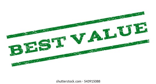 Best Value watermark stamp. Text tag between parallel lines with grunge design style. Rubber seal stamp with unclean texture. Vector green color ink imprint on a white background.