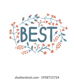 Best vector badge with simple flowers