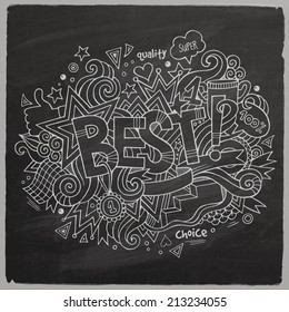 Best Vector hand lettering and doodles elements chalkboard background