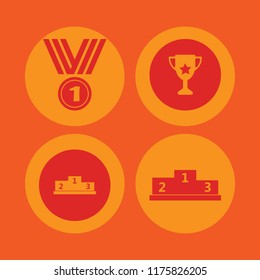 best vector icons set. with winners podium, trophy cup and medal in set