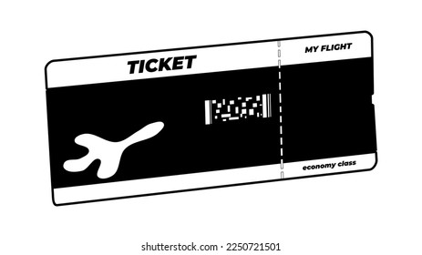 The best vector illustration of a vacation plane ticket in black simple flat icon. Very suitable for multipurpose design materials.