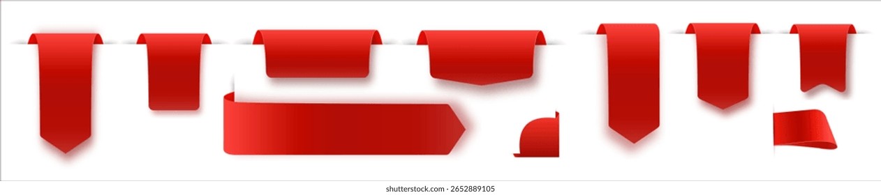 Best vector red labels isolated on transparent background. Best choice 3d ribbon banners