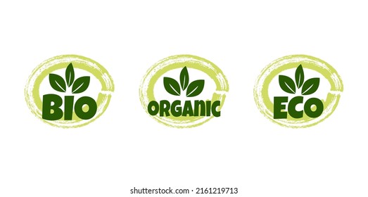 Beste Vektorgrafik-Set Bio, Ökologie, organische Logos und Abzeichen, Label, Tag. Vektorgrafik-Design.