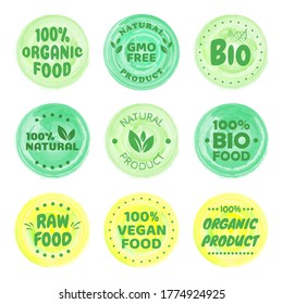 Best vector Set bio, vegan, ecology, organic logos and badges, label, tag. Vector illustration design.