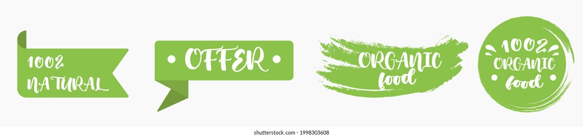 Best vector Set bio, vegan, ecology, organic logos and badges, label, tag. Vector illustration design. Eco bio and organic food label. Vegan product element green labels or sticker. Ecology food label