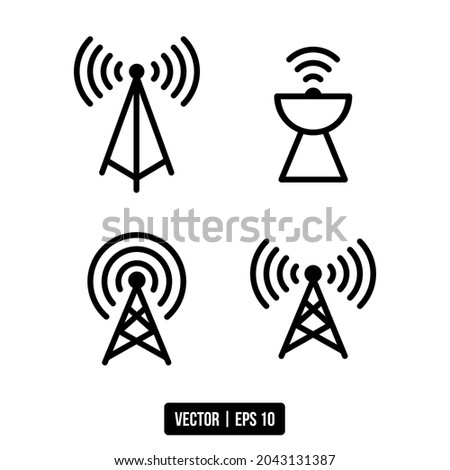 the best vector signal tower line icon for your comunication or technology design projerct