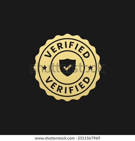 Best Verified stamp or Verified sign vector isolated in flat style. Verified stamp vector for product packaging design element. Verified sign for packaging design element.