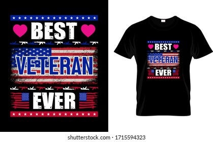 Best Veteran Ever-Veteran USA Flag T Shirt Design Template vector