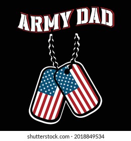 Best Veteran Saying Army Dad Vintage T-Shirt Design Template.