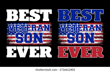 Best Veteran Son Ever-Veteran USA Flag Concept T Shirt Design Template Vector