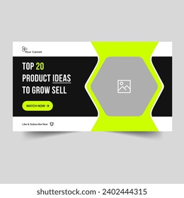 Best video tutorial thumbnail design for product idea, customizable vector video thumbnail design, product concept video cover, editable vector eps 10 file format