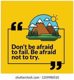 The best view comes after the hardest climb Motivational Poster with Hills Mountains Trees Clouds Sun Vector Flat Illustration
