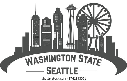 Best view on the city of Washington state . Washington State City Vector Art. 