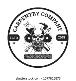 Best vintage wood working / carpentry logo with man feeling by the skull beard