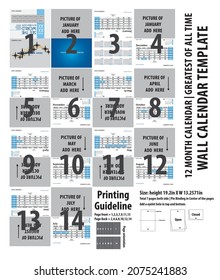 Best Wall Calendar Template for corporate gift. Printing guidelines for the wall calendar included. Print ready file.