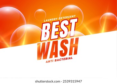 best wash detergent powder promo label for hygiene cloth or bathroom vector