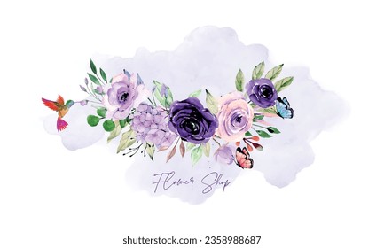 best watercolor flower shop logo, design floral, flower, garden, flower shop logo