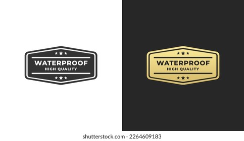 Mejor foco impermeable o vector de logotipo impermeable aislado sobre fondo negro. Diseño de logotipo sencillo o etiqueta impermeable para productos como el tejado. Sello de producto impermeable capaz de recubrir superficies.