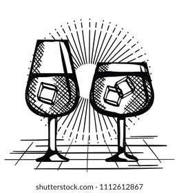 best whiskey set cups drawn
