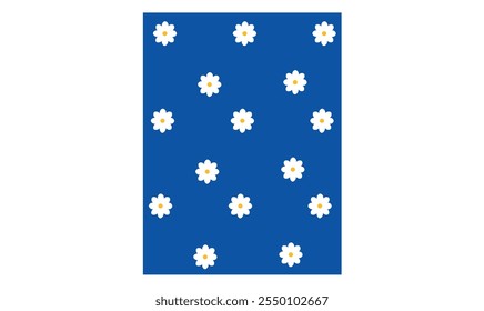 
Best White flowers seamless pattern on blue background Free Vector design for use.