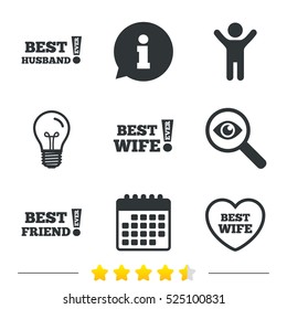 Best Wife Husband Friend Icons Heart vector de stock (libre
