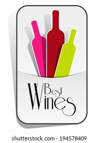 Best Wines Badge With Wine Bottles vector illustration