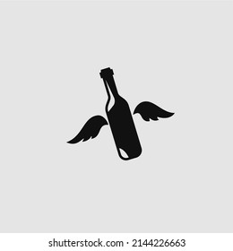 Best of Winged bottle note logo vector; icon flying bottle