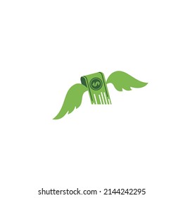 Best of Winged Money logo vector; icon flying Money