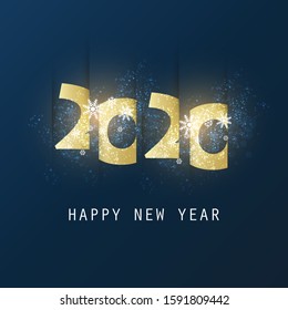 Best Wishes - Abstract Dark Golden Modern Style Happy New Year Greeting Card or Background, Creative Design Template - 2020