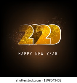 Best Wishes - Abstract Dark Golden Modern Style Happy New Year Greeting Card or Background, Creative Design Template - 2020