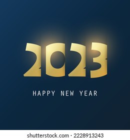 Best Wishes - Abstract Dark Golden Modern Style Happy New Year Greeting Card or Background, Creative Design Template - 2023