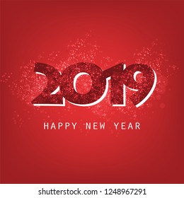 Best Wishes - Abstract Dark Red Modern Style Happy New Year Greeting Card or Background, Creative Design Template - 2019