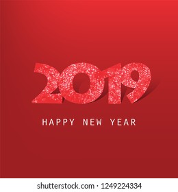 Best Wishes - Abstract Dark Red Modern Style Happy New Year Greeting Card or Background, Creative Design Template - 2019