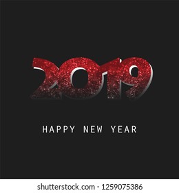 Best Wishes - Abstract Dark Red Modern Style Happy New Year Greeting Card or Background, Creative Design Template - 2019