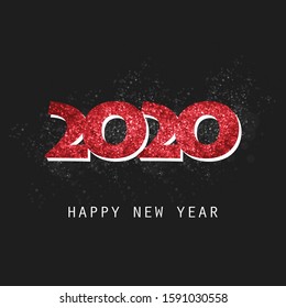 Best Wishes - Abstract Dark Red Modern Style Happy New Year Greeting Card or Background, Creative Design Template - 2020