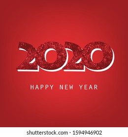 Best Wishes - Abstract Dark Red Modern Style Happy New Year Greeting Card or Background, Creative Design Template - 2020
