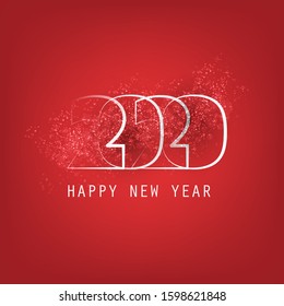 Best Wishes - Abstract Dark Red Modern Style Happy New Year Greeting Card or Background, Creative Design Template - 2020
